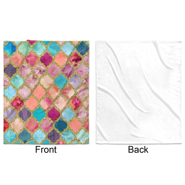 Glitter Moroccan Watercolor Minky Blanket - 50"x60" - Single Sided - Front & Back