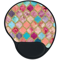 Glitter Moroccan Watercolor Mouse Pad with Wrist Support