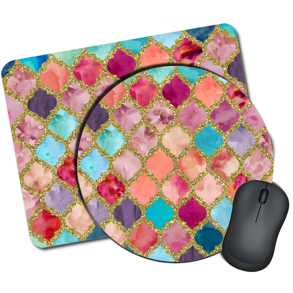 Custom Glitter Moroccan Watercolor Mouse Pad