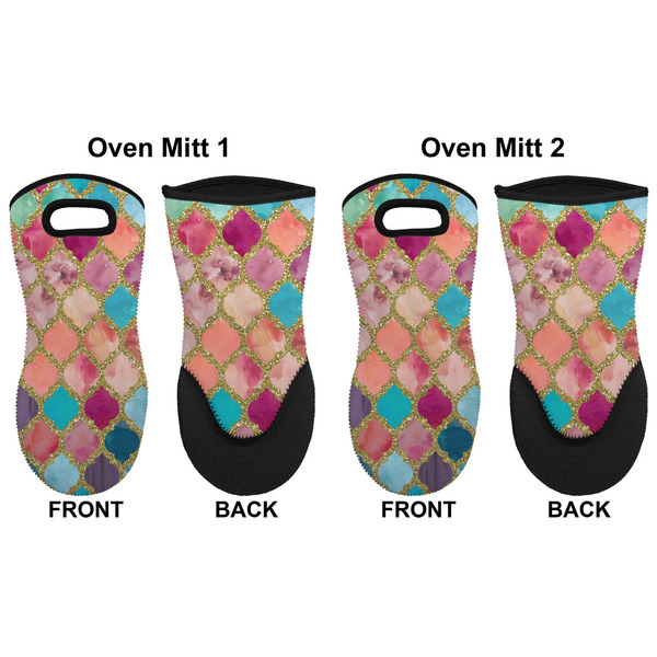 Glitter Moroccan Watercolor Neoprene Oven Mitt - Set of 2 - Approval