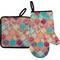 Glitter Moroccan Watercolor Right Oven Mitt & Pot Holder Set