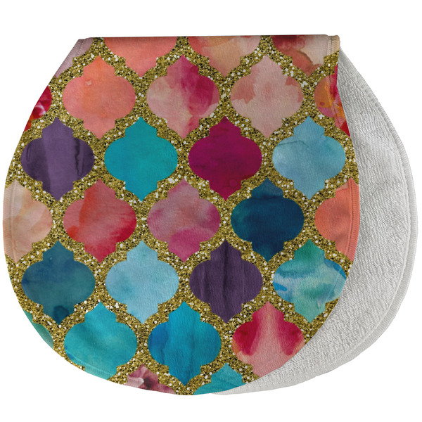 Custom Glitter Moroccan Watercolor Burp Pad - Velour