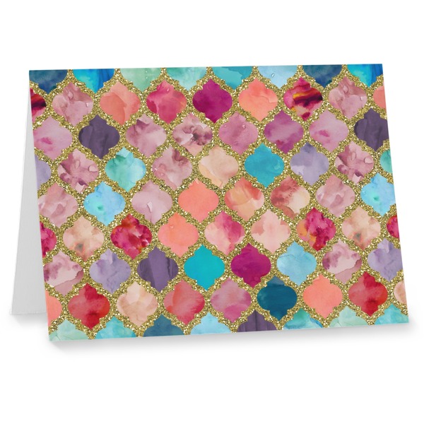 Custom Glitter Moroccan Watercolor Note cards