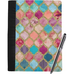 Glitter Moroccan Watercolor Notebook Padfolio - Large