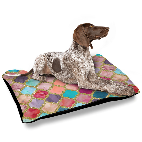 Glitter Moroccan Watercolor Outdoor Dog Beds - Large - IN CONTEXT