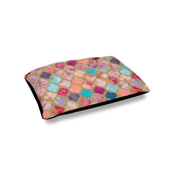 Custom Glitter Moroccan Watercolor Outdoor Dog Bed - Small