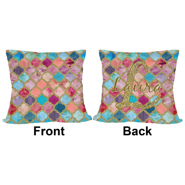 Glitter Moroccan Watercolor Outdoor Pillow - 16x16