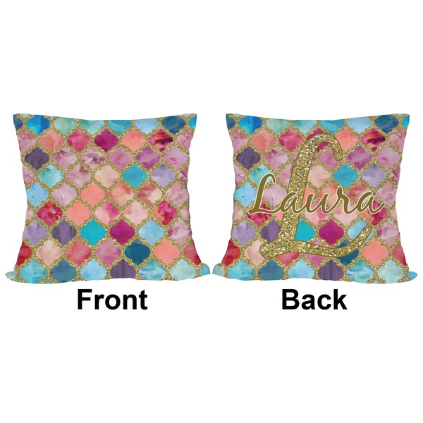 Glitter Moroccan Watercolor Outdoor Pillow - 18x18