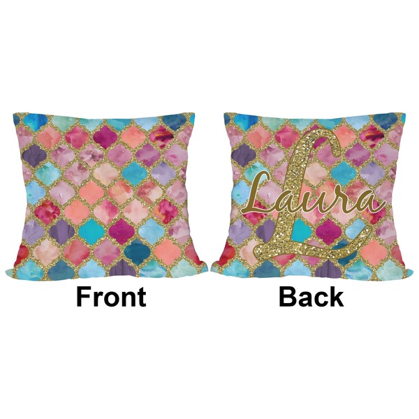 Glitter Moroccan Watercolor Outdoor Pillow - 20x20