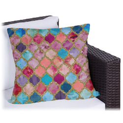 Glitter Moroccan Watercolor Outdoor Pillow