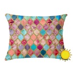 Glitter Moroccan Watercolor Outdoor Throw Pillow (Rectangular)
