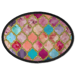 Glitter Moroccan Watercolor Iron On Oval Patch