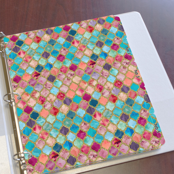 Glitter Moroccan Watercolor Page Dividers - Set of 5 - In Context