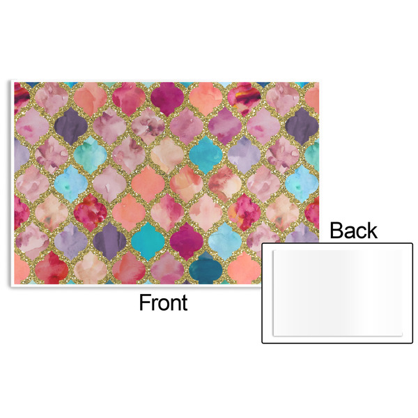 Glitter Moroccan Watercolor Disposable Paper Placemat - Front & Back