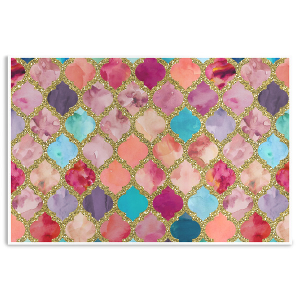 Custom Glitter Moroccan Watercolor Disposable Paper Placemats