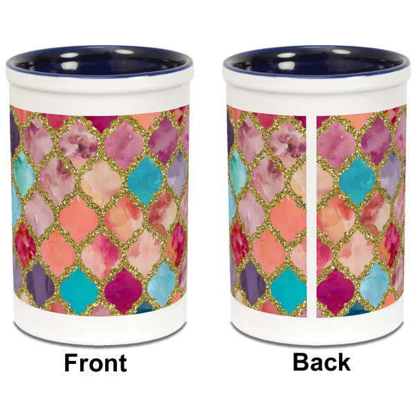 Glitter Moroccan Watercolor Pencil Holder - Blue - approval