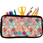 Glitter Moroccan Watercolor Neoprene Pencil Case - Small