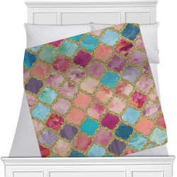 Glitter Moroccan Watercolor Minky Blanket