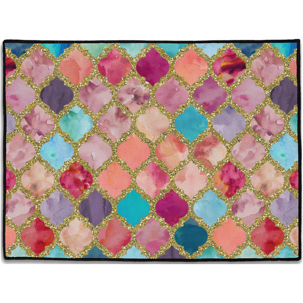 Custom Glitter Moroccan Watercolor Door Mat