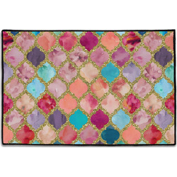 Glitter Moroccan Watercolor Door Mat - 36"x24"