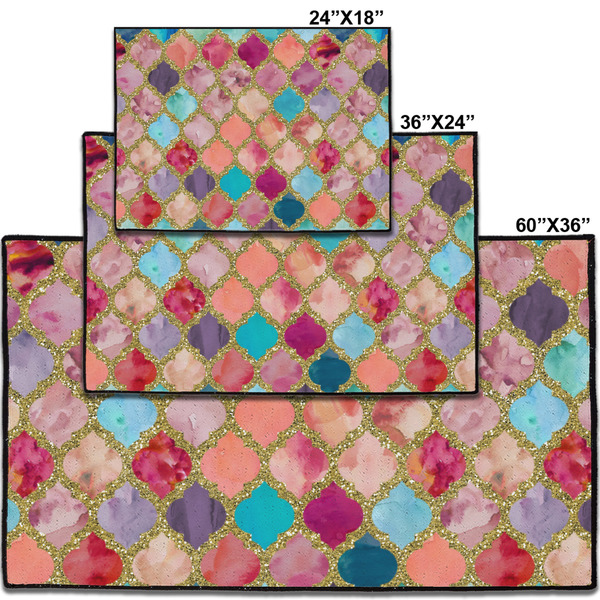 Glitter Moroccan Watercolor Personalized Door Mat - Group Parent IMF