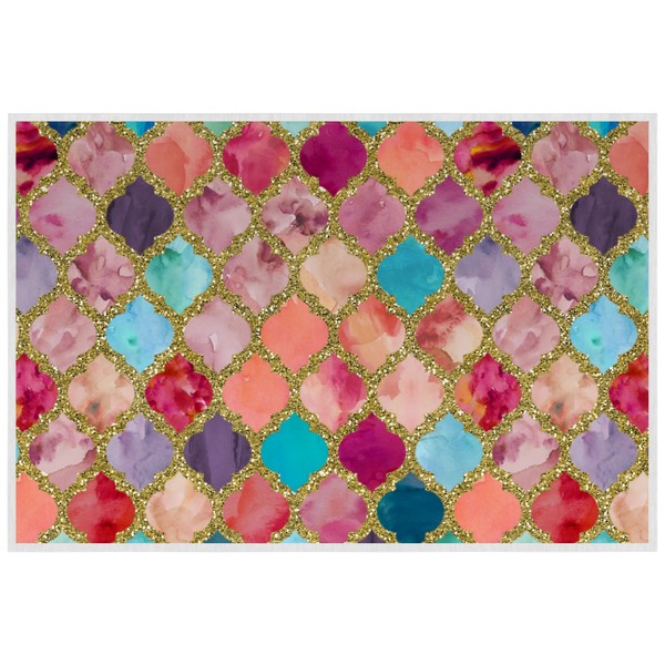 Custom Glitter Moroccan Watercolor Laminated Placemat