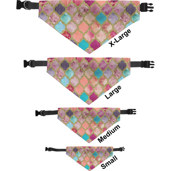 Glitter Moroccan Watercolor Pet Bandana Sizes