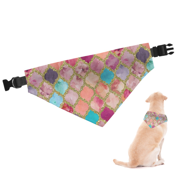Custom Glitter Moroccan Watercolor Dog Bandana - Large