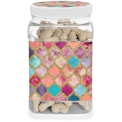 Glitter Moroccan Watercolor Dog Treat Jar