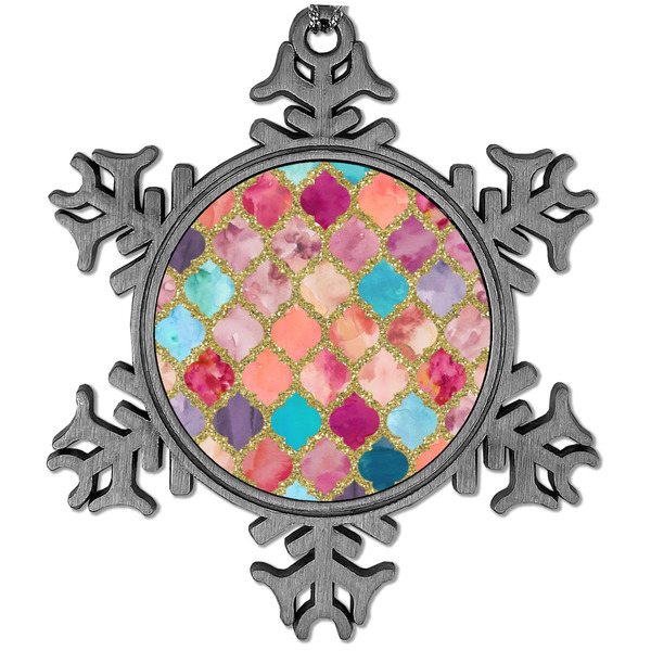Custom Glitter Moroccan Watercolor Vintage Snowflake Ornament