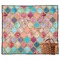 Glitter Moroccan Watercolor Picnic Blanket - Flat - With Basket