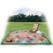 Glitter Moroccan Watercolor Picnic Blanket - with Basket Hat and Book - in Use