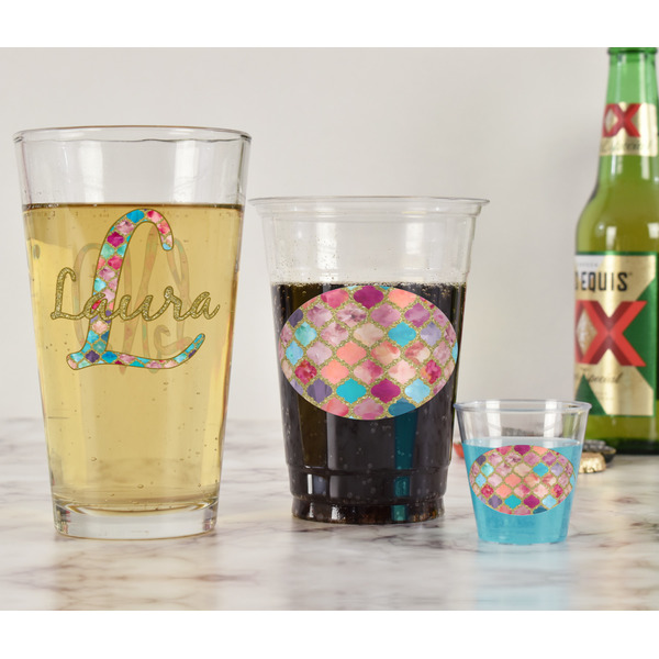 Glitter Moroccan Watercolor Pint Glass - Two Content - In Context