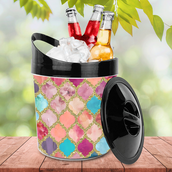 Glitter Moroccan Watercolor Plastic Ice Bucket - LIFESTYLE