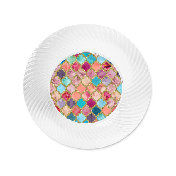 Glitter Moroccan Watercolor Plastic Party Appetizer & Dessert Plates - Approval