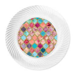 Glitter Moroccan Watercolor Plastic Party Dinner Plates - 10"