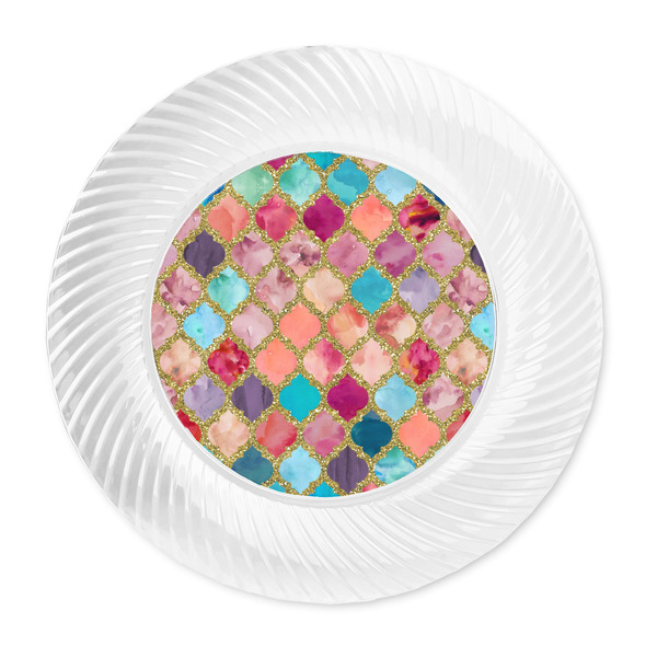 Glitter Moroccan Watercolor Plastic Party Dinner Plates - Approval