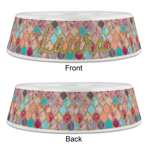 Glitter Moroccan Watercolor Plastic Pet Bowls - Large - APPROVAL