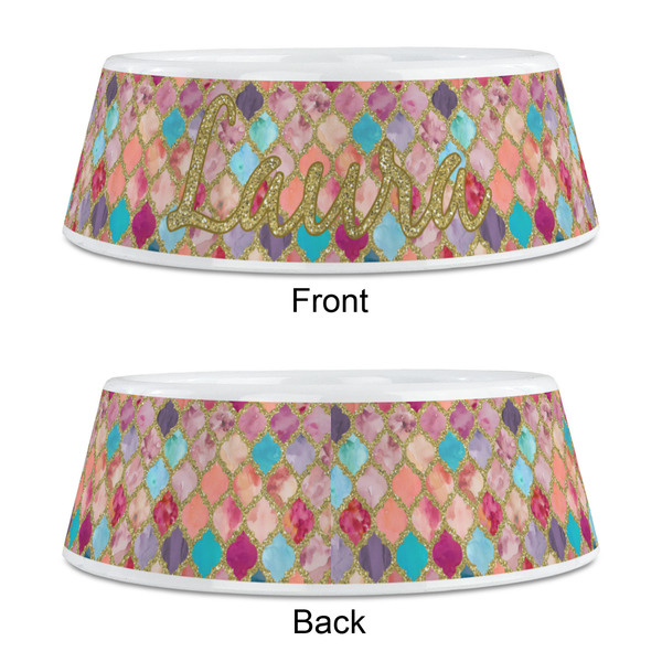 Glitter Moroccan Watercolor Plastic Pet Bowls - Medium - APPROVAL