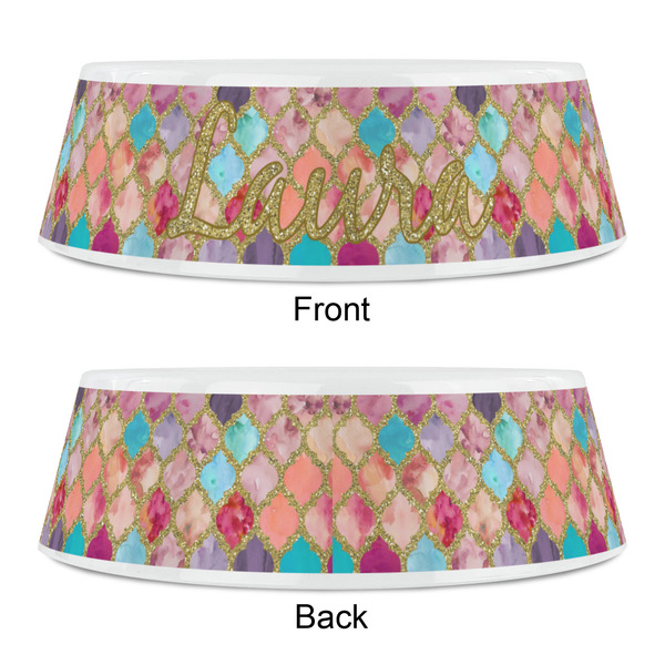 Glitter Moroccan Watercolor Plastic Pet Bowls - Small - APPROVAL