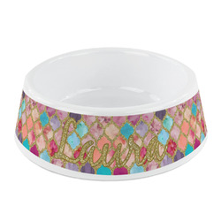Glitter Moroccan Watercolor Plastic Dog Bowl - Small