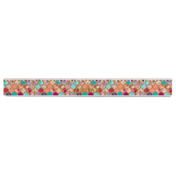 Glitter Moroccan Watercolor Plastic Ruler - 12" - FRONT