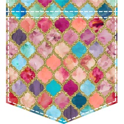 Glitter Moroccan Watercolor Iron On Faux Pocket