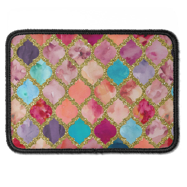 Custom Glitter Moroccan Watercolor Iron On Rectangle Patch