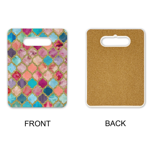 Glitter Moroccan Watercolor Rectangle Trivet with Handle - APPROVAL