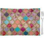 Glitter Moroccan Watercolor Glass Rectangular Appetizer / Dessert Plate