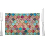 Glitter Moroccan Watercolor Rectangular Glass Lunch / Dinner Plate - Single or Set