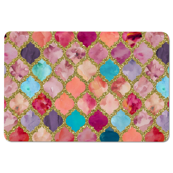 Glitter Moroccan Watercolor Rectangular Fridge Magnet - FRONT
