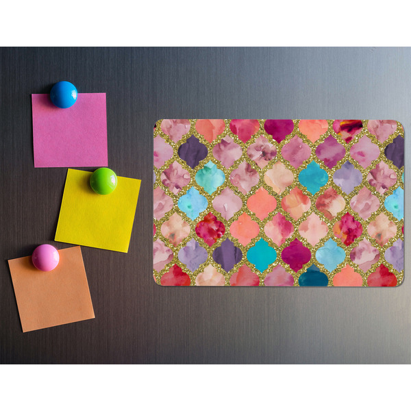 Glitter Moroccan Watercolor Rectangular Fridge Magnet - LIFESTYLE