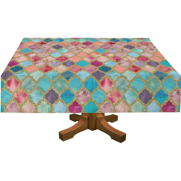 Glitter Moroccan Watercolor Rectangular Tablecloths (Personalized)